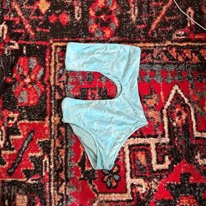 Light Blue Flower Textured Swimsuit